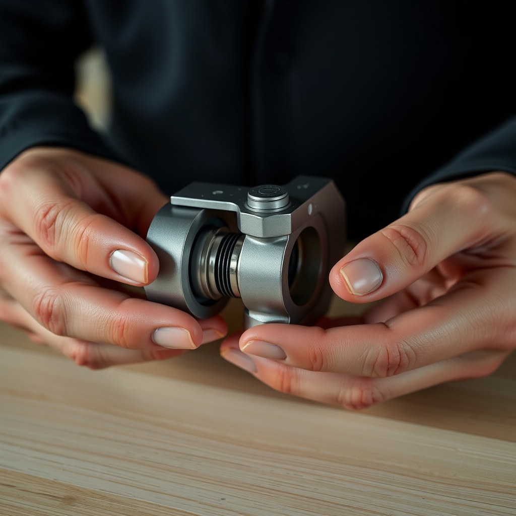 A photorealistic close-up image of an İstikbal Comfort yatak baza corner joint being assem
